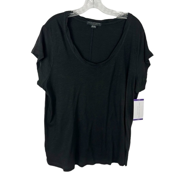 Social Standard by Sanctuary Women's Plus XXL Amber Scoop Tee Shirt Black NWT - Picture 1 of 10